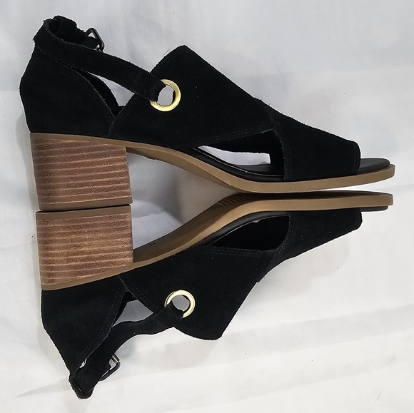 Koolaburra by UGG Kaiah Black Suede Block Heel Sandals Size 8 - Picture 6 of 11